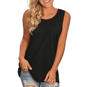 NWT longyuan black loose fit scoop neck sleeveless tank top shirt